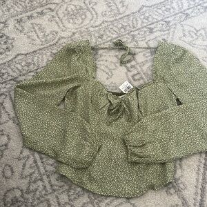 Abercrombie Long Sleeve Sweetheart Top - XS Green Floral